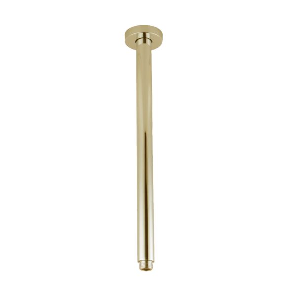 Round Brushed Brass Ceiling Shower Arm 400mm